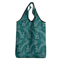 Teal Monstera Grocery Bag Polynesian Tribal Pattern - Polynesian Pride