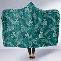 Teal Monstera Hooded Blanket Polynesian Tribal Pattern LT01 One Size Teal - Polynesian Pride