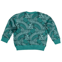 Teal Monstera Kid Ugly Christmas Sweater Polynesian Tribal Pattern LT01 - Polynesian Pride