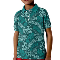 Teal Monstera Kid Polo Shirt Polynesian Tribal Pattern LT01 Kid Teal - Polynesian Pride