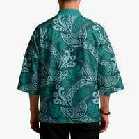Teal Monstera Kimono Polynesian Tribal Pattern LT01 - Polynesian Pride