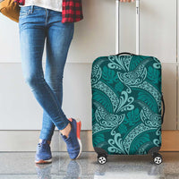 Teal Monstera Luggage Cover Polynesian Tribal Pattern - Polynesian Pride