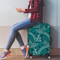 Teal Monstera Luggage Cover Polynesian Tribal Pattern - Polynesian Pride