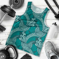 Teal Monstera Men Tank Top Polynesian Tribal Pattern LT01 - Polynesian Pride