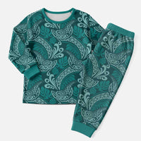 Teal Monstera Christmas Pajama Set Polynesian Tribal Pattern LT01 Men Teal - Polynesian Pride