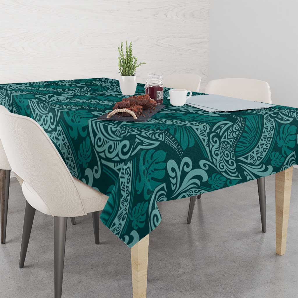 Teal Monstera Tablecloth Polynesian Tribal Pattern LT01 - Polynesian Pride