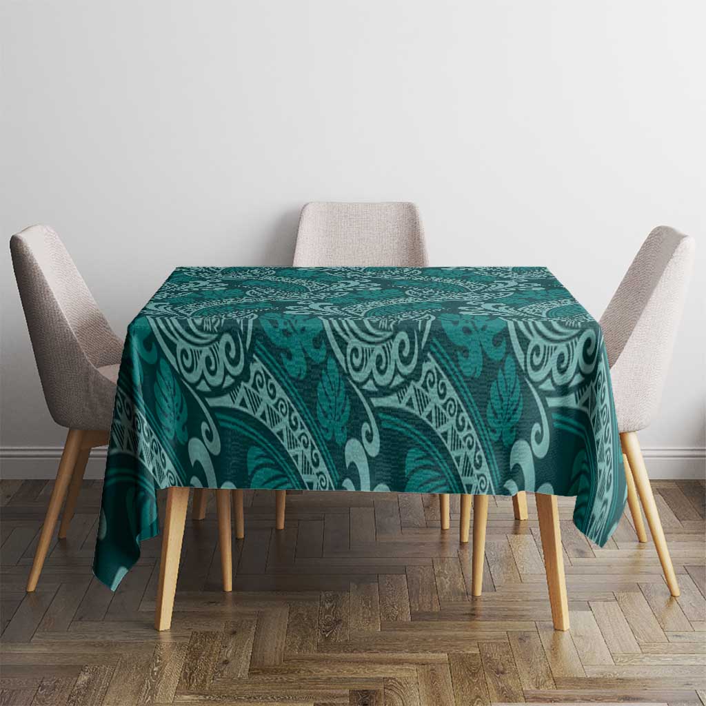 Teal Monstera Tablecloth Polynesian Tribal Pattern LT01 - Polynesian Pride