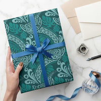 Teal Monstera Wrapping Paper Polynesian Tribal Pattern LT01 - Polynesian Pride
