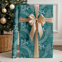 Teal Monstera Wrapping Paper Polynesian Tribal Pattern LT01 - Polynesian Pride