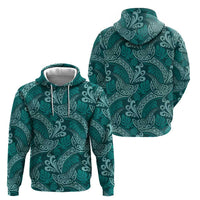 Teal Monstera Zip Hoodie Polynesian Tribal Pattern LT01 - Polynesian Pride