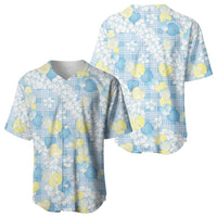 Anthurium Plumeria Lei Pastel Baseball Jersey Blue Hawaiian Splendid Palaka LT01 - Polynesian Pride