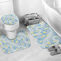 Anthurium Plumeria Lei Pastel Bathroom Set Blue Hawaiian Splendid Palaka LT01 Mat Set Only (3 pcs) One Size Blue - Polynesian Pride
