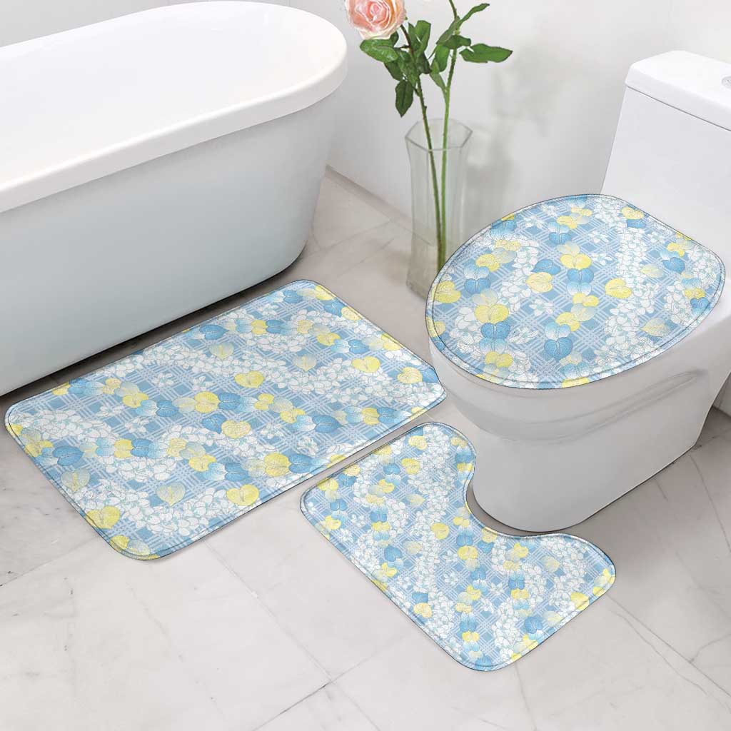 Anthurium Plumeria Lei Pastel Bathroom Set Blue Hawaiian Splendid Palaka LT01 - Polynesian Pride
