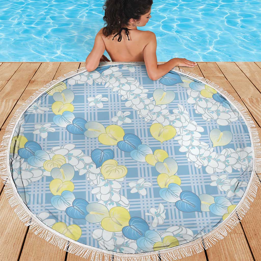 Anthurium Plumeria Lei Pastel Beach Blanket Blue Hawaiian Splendid Palaka LT01 - Polynesian Pride