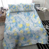 Anthurium Plumeria Lei Pastel Bedding Set Blue Hawaiian Splendid Palaka LT01 - Polynesian Pride