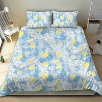 Anthurium Plumeria Lei Pastel Bedding Set Blue Hawaiian Splendid Palaka LT01 - Polynesian Pride
