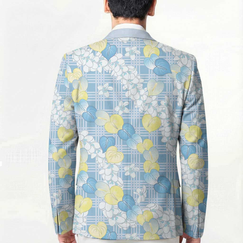 Anthurium Plumeria Lei Pastel Blazer Blue Hawaiian Splendid Palaka LT01 - Polynesian Pride