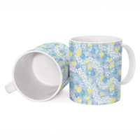 Anthurium Plumeria Lei Pastel Ceramic Mug Blue Hawaiian Splendid Palaka LT01 - Polynesian Pride