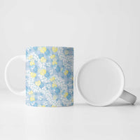Anthurium Plumeria Lei Pastel Ceramic Mug Blue Hawaiian Splendid Palaka LT01 - Polynesian Pride