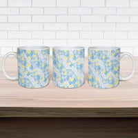 Anthurium Plumeria Lei Pastel Ceramic Mug Blue Hawaiian Splendid Palaka LT01 - Polynesian Pride