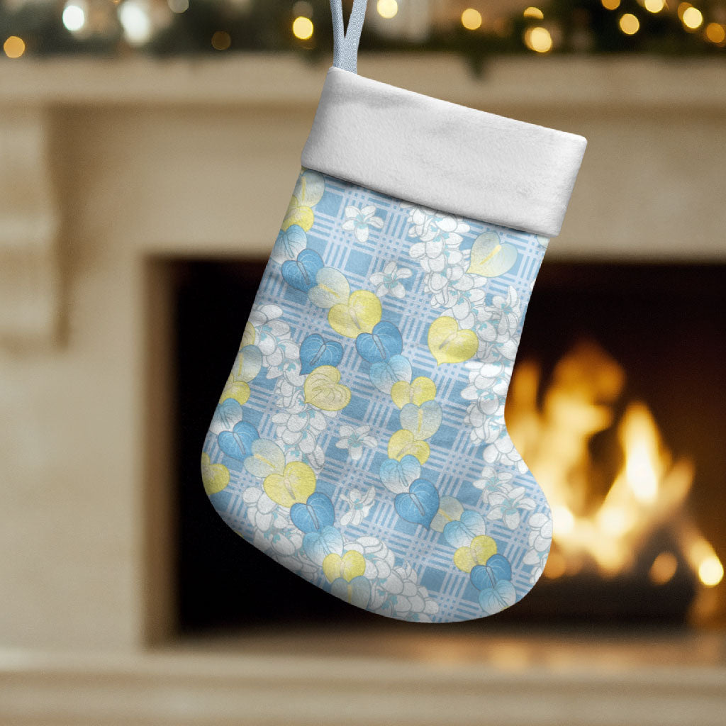 Anthurium Plumeria Lei Pastel Christmas Stocking Blue Hawaiian Splendid Palaka