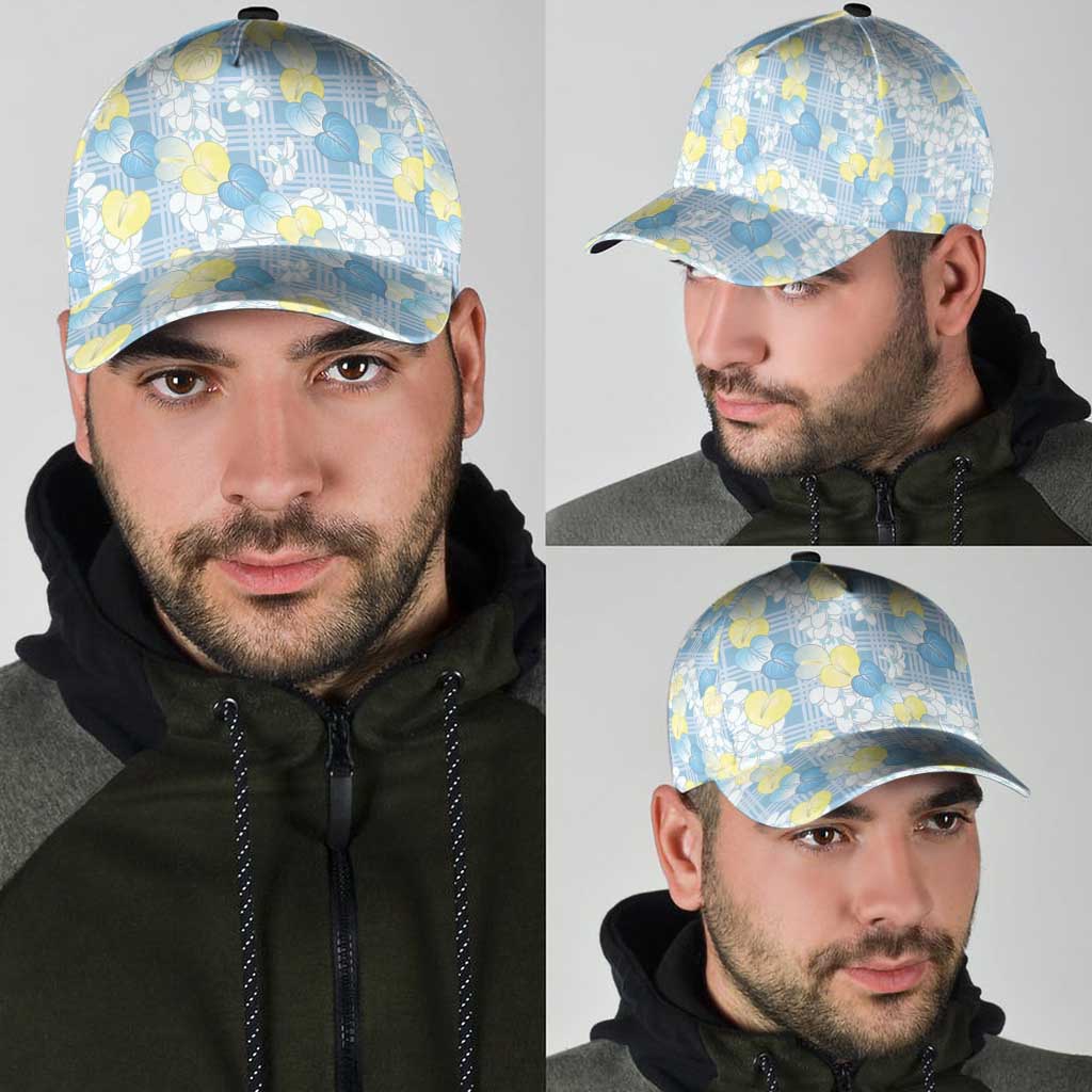 Anthurium Plumeria Lei Pastel Classic Cap Blue Hawaiian Splendid Palaka LT01 - Polynesian Pride