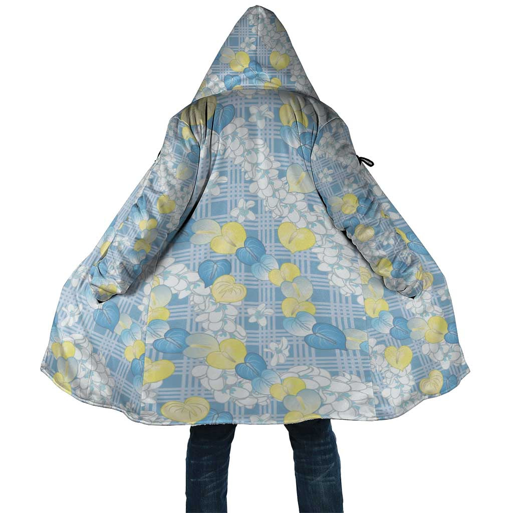Anthurium Plumeria Lei Pastel Cloak Blue Hawaiian Splendid Palaka LT01 Unisex Blue - Polynesian Pride