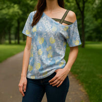 Anthurium Plumeria Lei Pastel Cross Shoulder Shirt Blue Hawaiian Splendid Palaka LT01 - Polynesian Pride