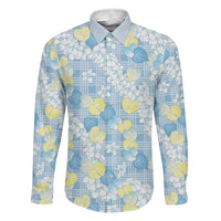 Anthurium Plumeria Lei Pastel Family Matching Short Sleeve Bodycon Dress and Hawaiian Shirt Blue Hawaiian Splendid Palaka