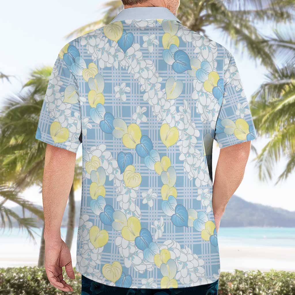 Anthurium Plumeria Lei Pastel Hawaiian Shirt Blue Hawaiian Splendid Palaka LT01 - Polynesian Pride