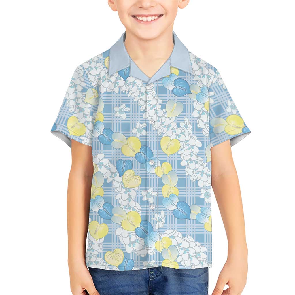 Anthurium Plumeria Lei Pastel Hawaiian Shirt Blue Hawaiian Splendid Palaka LT01 - Polynesian Pride