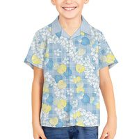 Anthurium Plumeria Lei Pastel Hawaiian Shirt Blue Hawaiian Splendid Palaka LT01 - Polynesian Pride