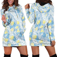 Anthurium Plumeria Lei Pastel Hoodie Dress Blue Hawaiian Splendid Palaka LT01 - Polynesian Pride