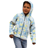 Anthurium Plumeria Lei Pastel Kid Hoodie Blue Hawaiian Splendid Palaka LT01 - Polynesian Pride
