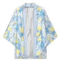 Anthurium Plumeria Lei Pastel Kimono Blue Hawaiian Splendid Palaka LT01 Unisex Blue - Polynesian Pride