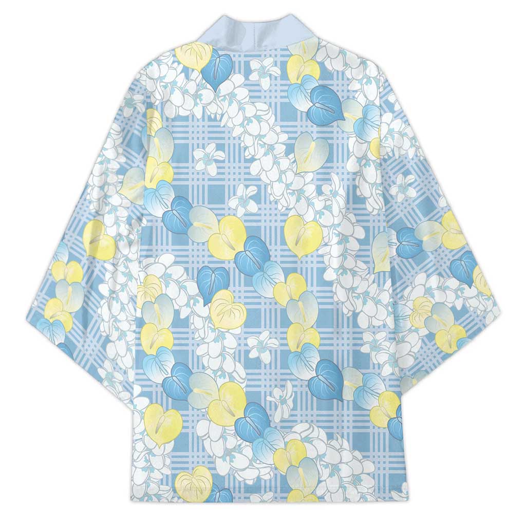 Anthurium Plumeria Lei Pastel Kimono Blue Hawaiian Splendid Palaka LT01 - Polynesian Pride
