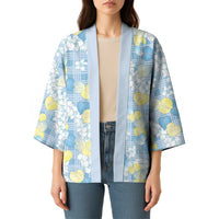Anthurium Plumeria Lei Pastel Kimono Blue Hawaiian Splendid Palaka LT01 - Polynesian Pride