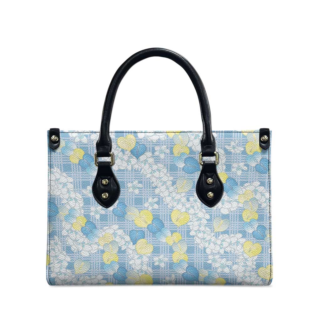 Anthurium Plumeria Lei Pastel Leather Bag Blue Hawaiian Splendid Palaka LT01 - Polynesian Pride
