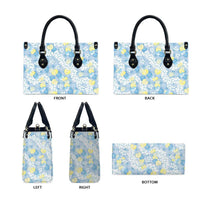 Anthurium Plumeria Lei Pastel Leather Bag Blue Hawaiian Splendid Palaka LT01 - Polynesian Pride