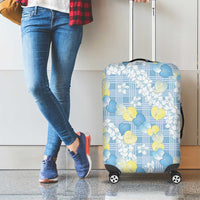 Anthurium Plumeria Lei Pastel Luggage Cover Blue Hawaiian Splendid Palaka LT01 - Polynesian Pride