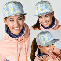 Anthurium Plumeria Lei Pastel Mesh Trucker Cap Blue Hawaiian Splendid Palaka LT01 - Polynesian Pride