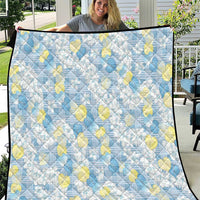 Anthurium Plumeria Lei Pastel Quilt Blue Hawaiian Splendid Palaka LT01 Blue - Polynesian Pride