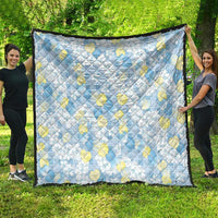 Anthurium Plumeria Lei Pastel Quilt Blue Hawaiian Splendid Palaka LT01 - Polynesian Pride