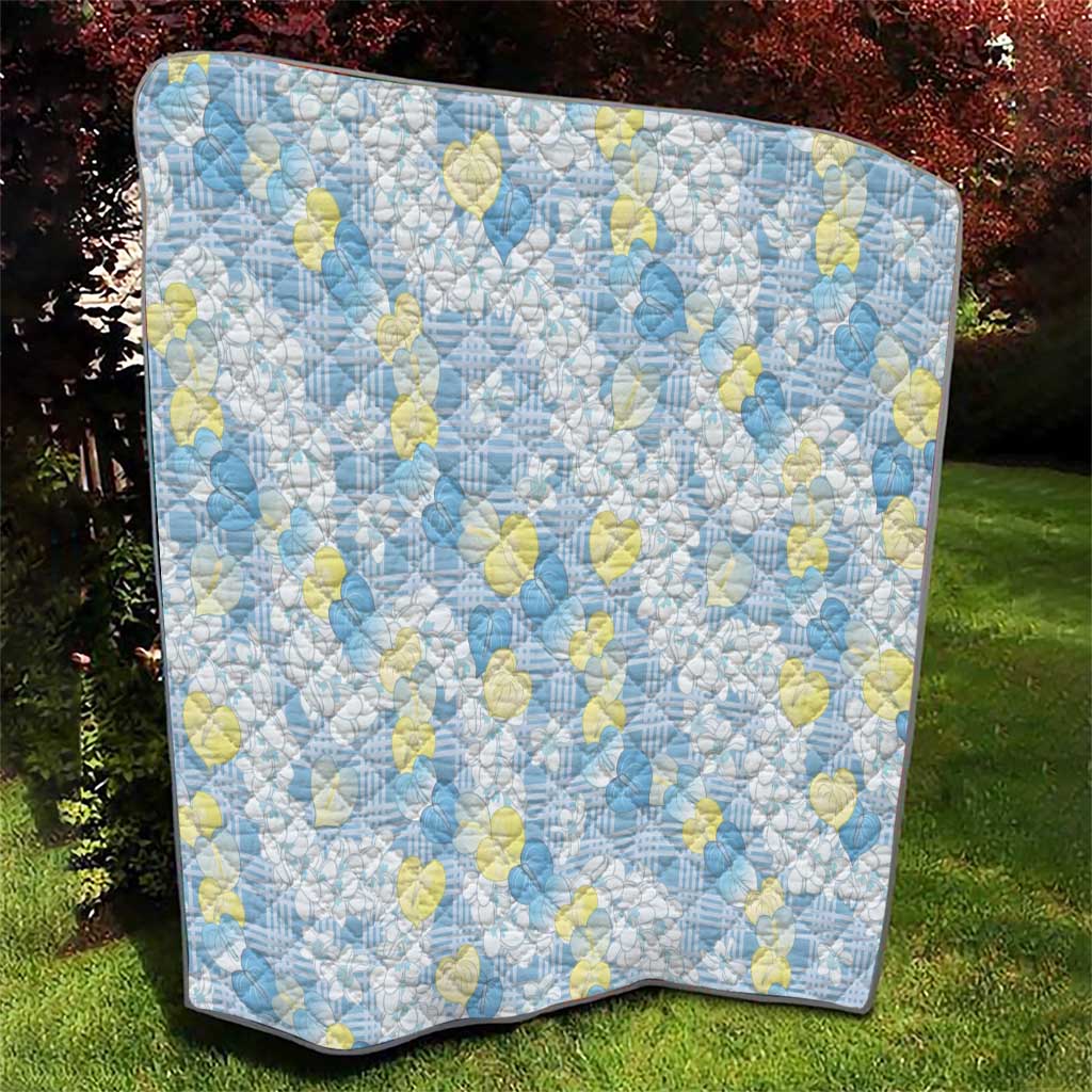 Anthurium Plumeria Lei Pastel Quilt Blue Hawaiian Splendid Palaka LT01 - Polynesian Pride