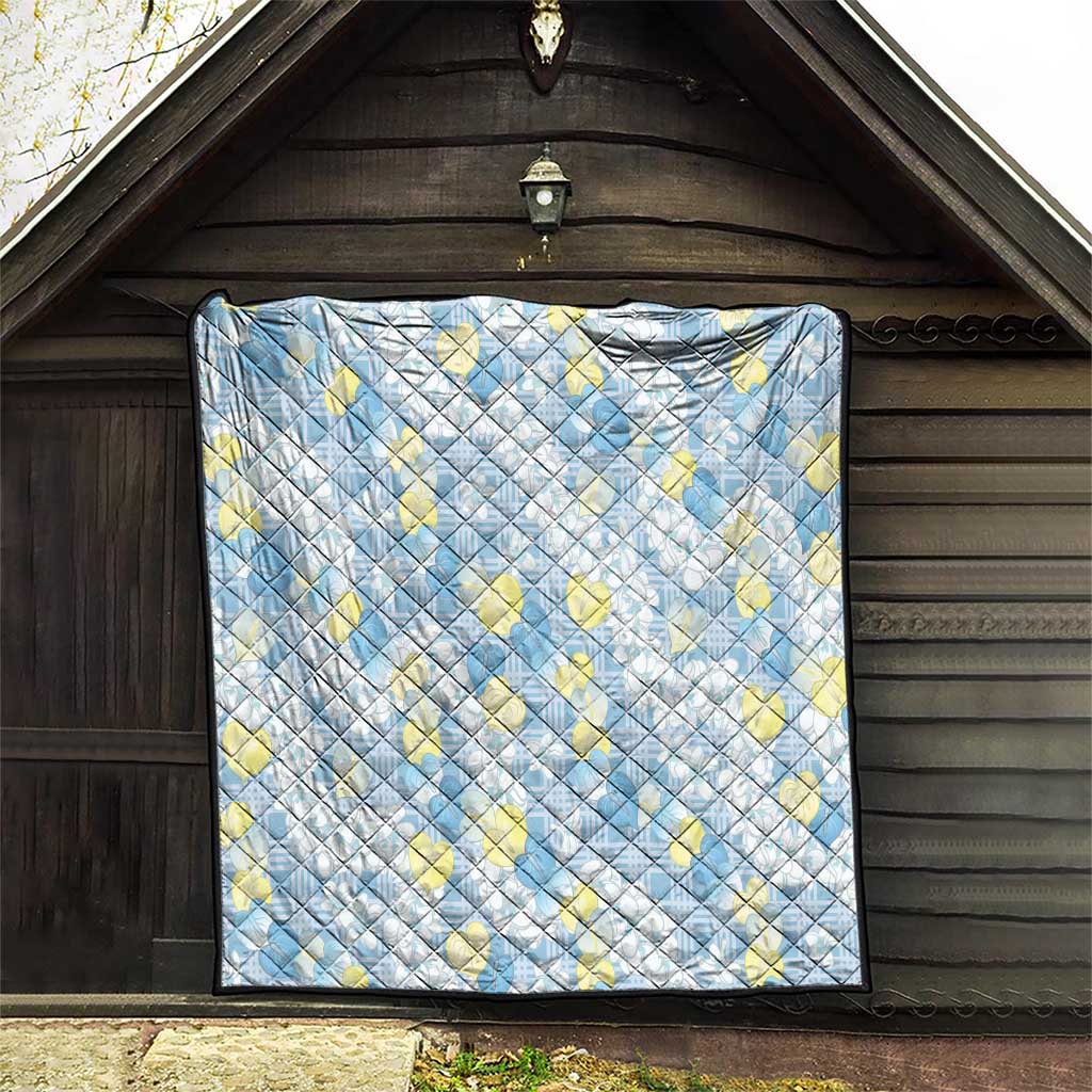 Anthurium Plumeria Lei Pastel Quilt Blue Hawaiian Splendid Palaka LT01 - Polynesian Pride