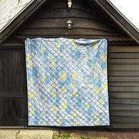 Anthurium Plumeria Lei Pastel Quilt Blue Hawaiian Splendid Palaka LT01 - Polynesian Pride