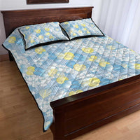 Anthurium Plumeria Lei Pastel Quilt Bed Set Blue Hawaiian Splendid Palaka LT01 - Polynesian Pride