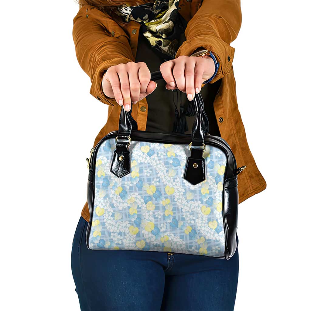 Anthurium Plumeria Lei Pastel Shoulder Handbag Blue Hawaiian Splendid Palaka