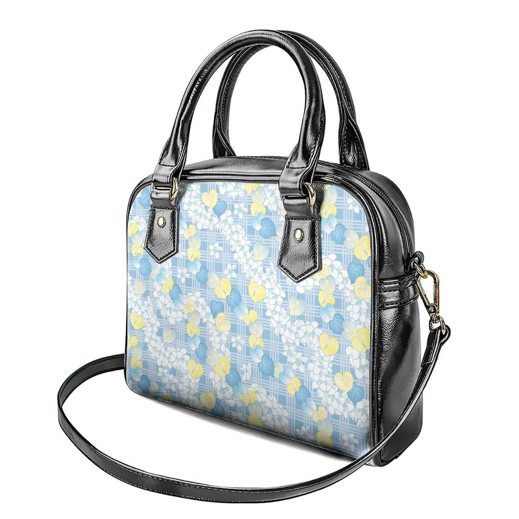 Anthurium Plumeria Lei Pastel Shoulder Handbag Blue Hawaiian Splendid Palaka LT01 - Polynesian Pride