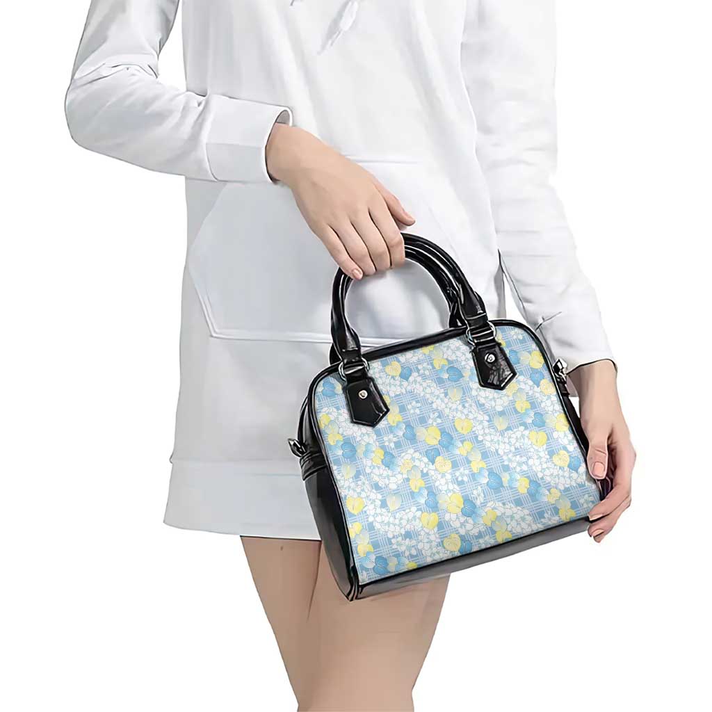 Anthurium Plumeria Lei Pastel Shoulder Handbag Blue Hawaiian Splendid Palaka LT01 - Polynesian Pride